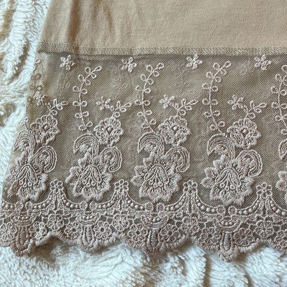 Cream Spaghetti Strap 100% Cotton Dress Slip With Lace Bottom Size  M - Picture 5 of 7